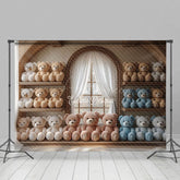 Aperturee - Aperturee Arch Window Shelf Colorful Bear Cake Smash Backdrop